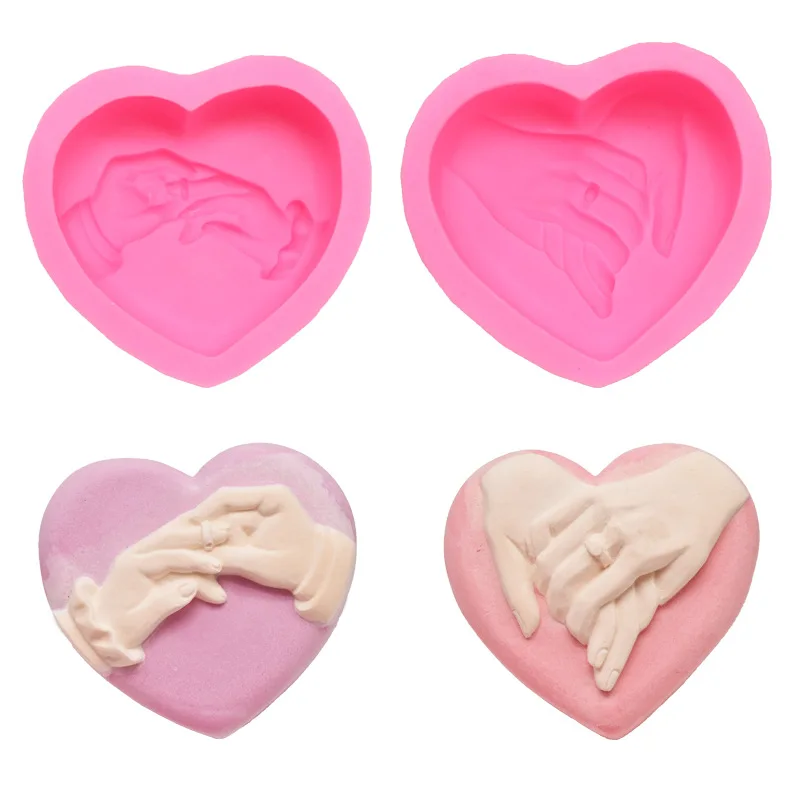 Heart Love 3D Silicone Soap Mold Hand In Hand Cake Mold Chocolate Mold