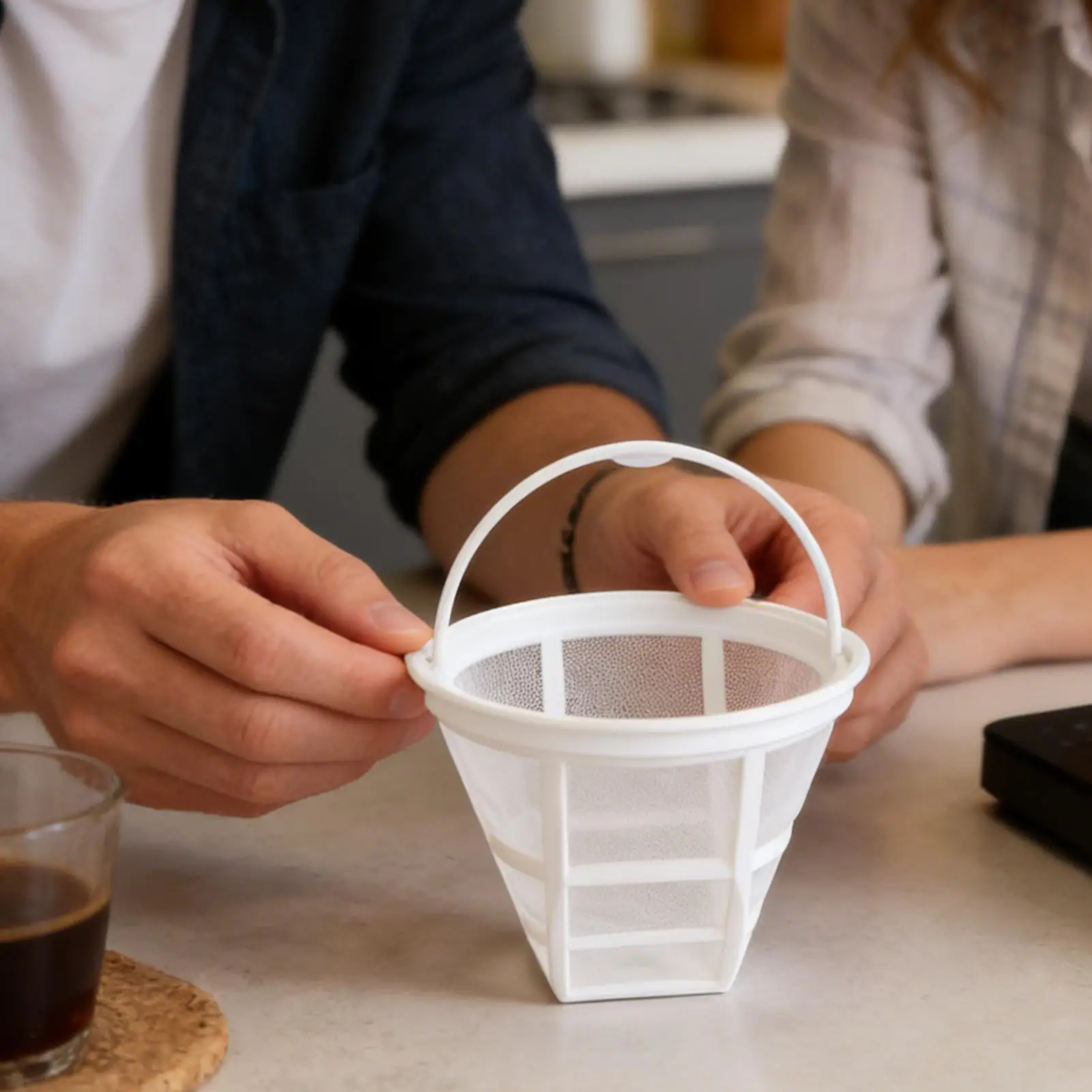 Eco-Friendly Reusable Mesh Coffee Filter with Handle