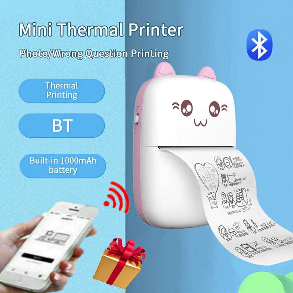 Mini Wireless Multifunctional Thermal Photo Printer With 10 Paper