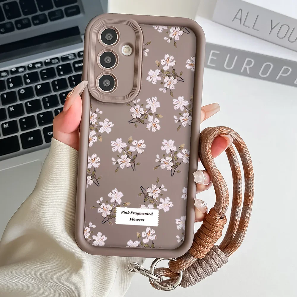Small Flower Wrist Chain Lanyard Phone Case Cover
