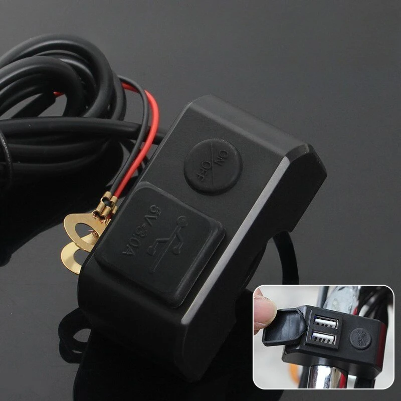 오토바이 핸들바 충전기 2 USB 포트 12V  5V 3A 고속 충전 어댑터 오토바..
