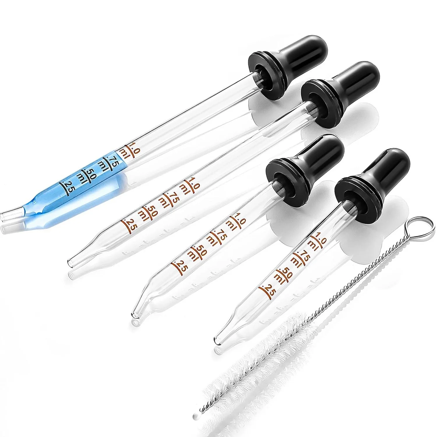 Compte-gouttes en verre avec mesure précise, médecine, outil de dosage, château essentiel, laboratoire d'oreille, 1ml, 4 paquets