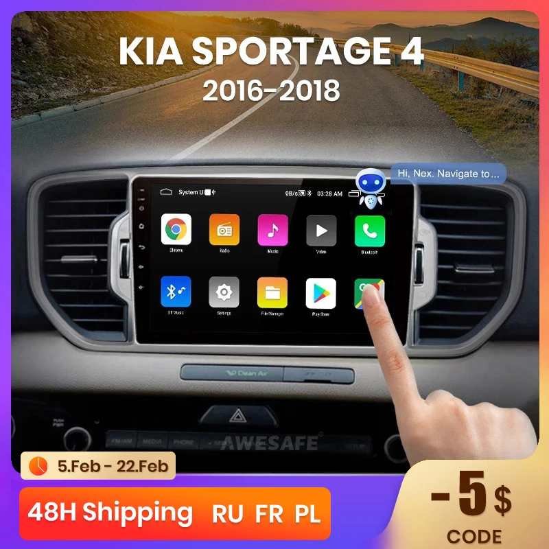 

AWESAFE Wireless CarPlay Android 13 Radio For KIA Sportage 4 2016 2017 2018 KX5 GPS Navigation Stereo Car Intelligent Systems