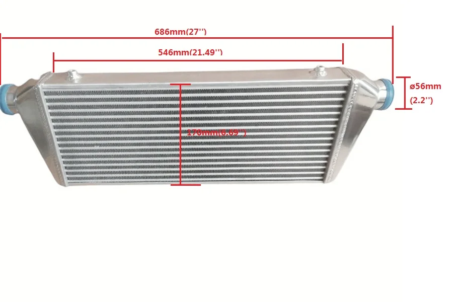 Universal Front Mount Aluminum Intercooler 686*208*69mm ,56mm Inlet/Outlet High Flow Light