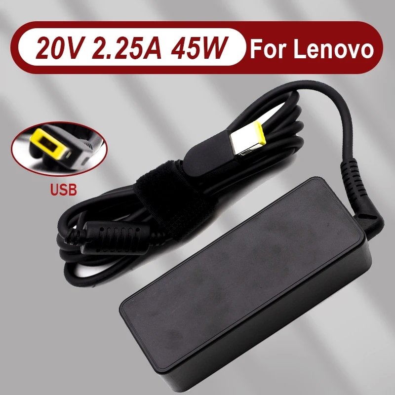 Laptop Charger 45W 20V 2.25A Slim Tip AC Adapter ADLX45NCC3A for Lenovo ThinkPad X230s X240 X240S X250 X260 X270 T440 T440S