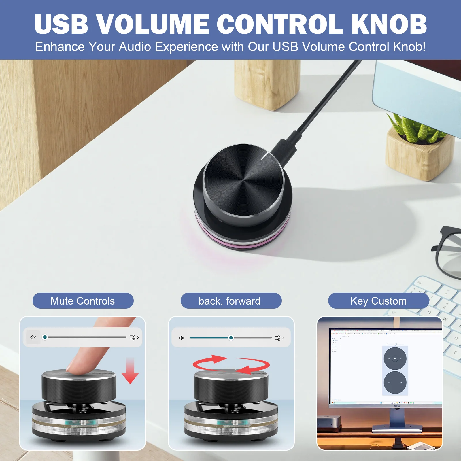 SayoDevice E1 유선 맞춤형 볼륨 컨트롤러 다기능 노브 표면 다이얼 미니 키보드 단축키 지원