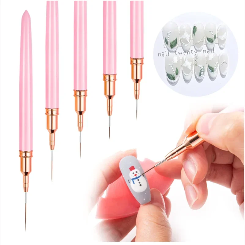 5pcs Nail Art Brushes Liner Striping Brush Super Fine Nail Art Long Striper Pen Set Coloring Brushes Manicure Brush Paint Brush Nail Art Brush
