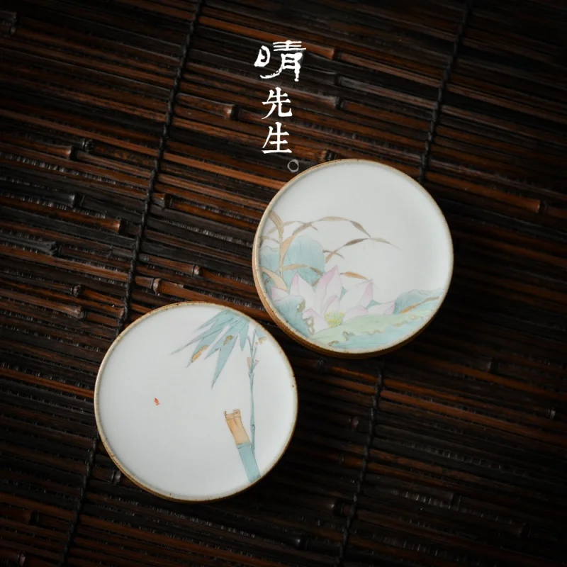

Suya Beauty Device Ru Ware Hand-Painted Cover Jingdezhen Handmade Ceramic Cover Shelf Shelf Kung Fu Tea Utensils Ornaments