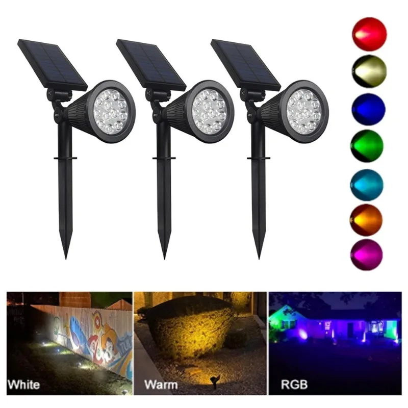 

RGB Outdoor Solar Lights LED Changing Lawn Ground Lamp IP65 Waterproof Outdoor Lights Landscape Spotlights Garden Decoration