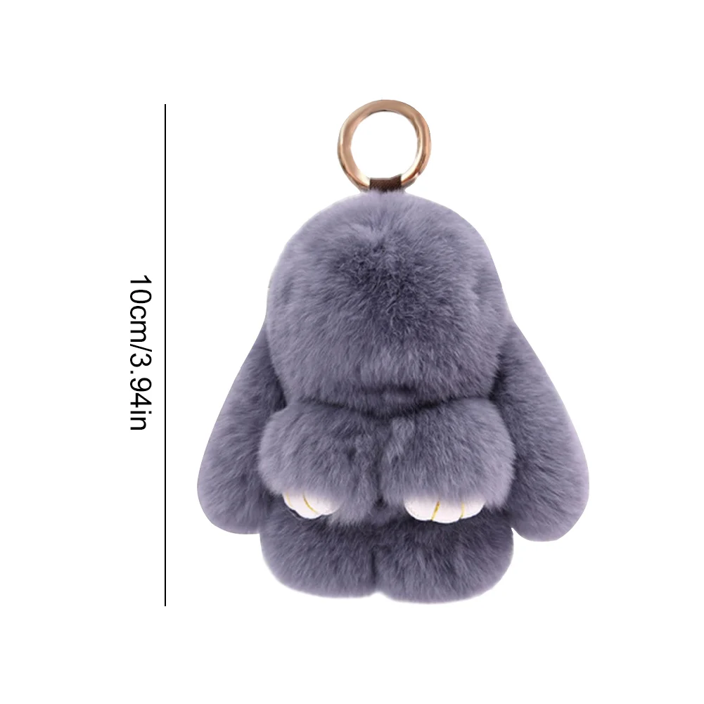 Bunny Plush Keychain Cute Rabbit Pompom Pendant W/ Tin Box Handmade Soft Bunny PomPom Keychain Christmas Gifts for Girls Women 6
