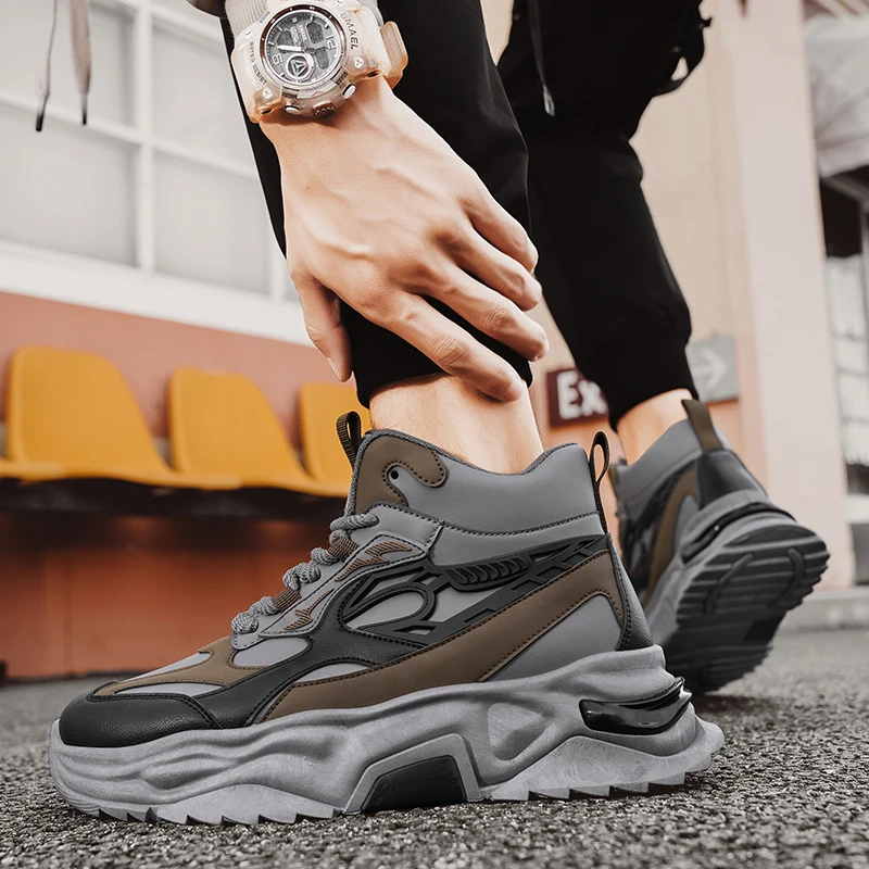 Herren High Top Ankle Boots Für Komfort Mode Sneaker Freizeitschuhe_voghion.com