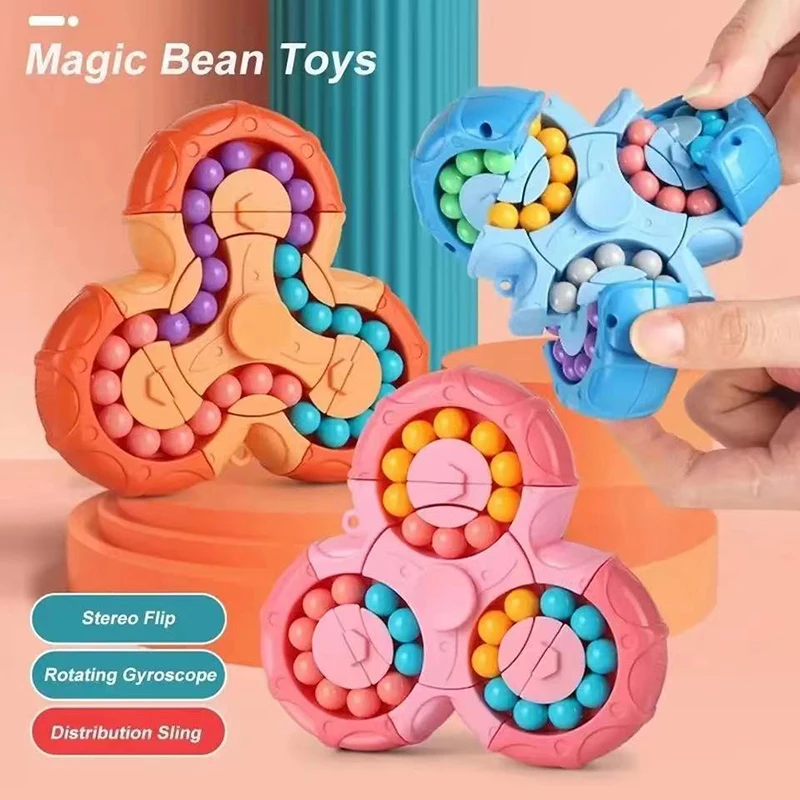Montessori Rotating Magical Bean Cube Fingertip Toy Children Mind Brain Teaser Game Spinners Stress Relief Toys Boy Girl Gift 2