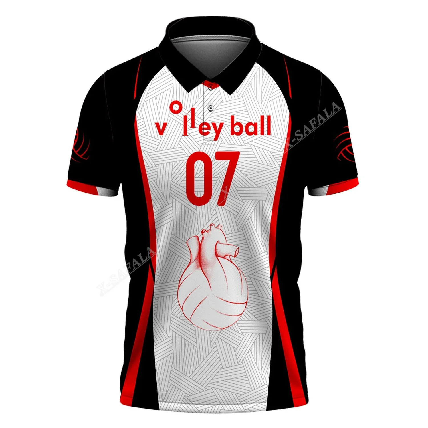 

Heart Love Volleyball Custom Number 3D Printed Men Women Adult High Quality Polo Sport Shirts Collar Short Sleeve Top Tee