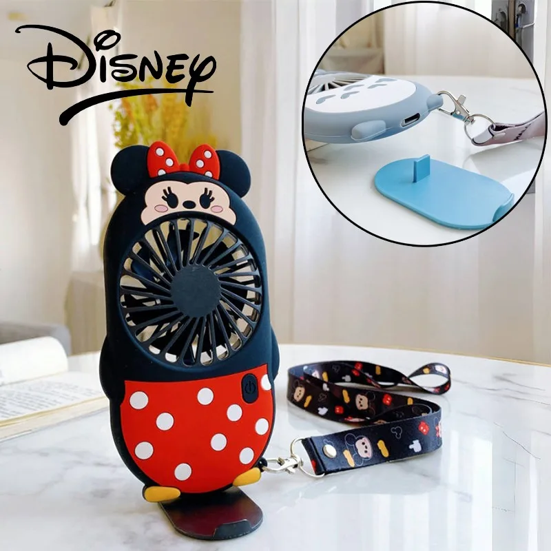 Disney Mickey Mouse Ventilatore Portatile Portatile Con Supporto Per Staffa Mini Cute Usb Ricaricabile Kawaii Office School Desk Lanyard Fan