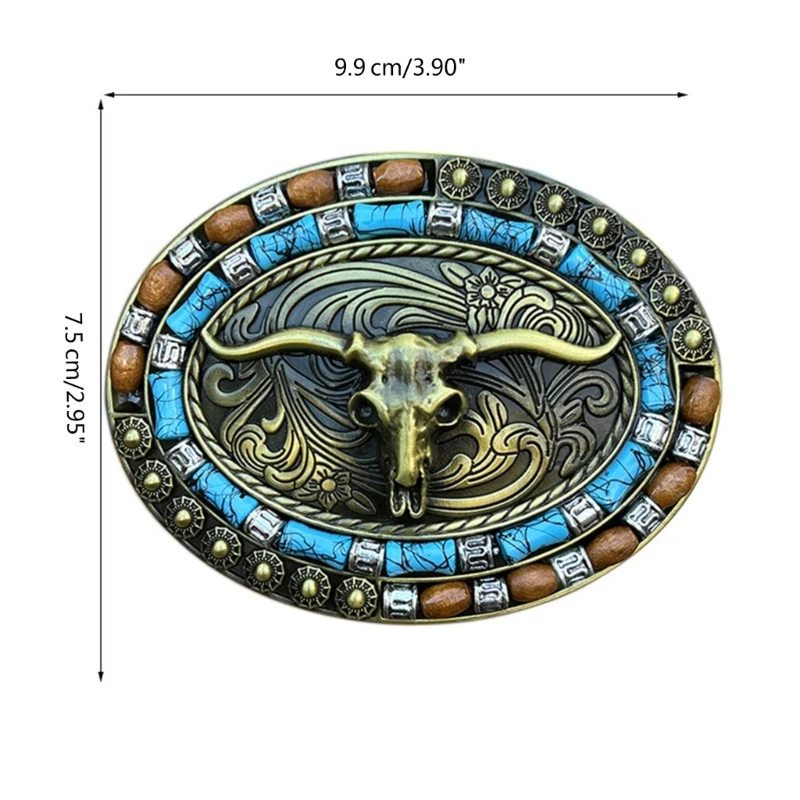 Creatively Ox Skull Shape Buckle Belt DIY Components Western Heavy Rock Style