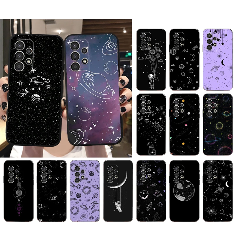 

Cartoon Space Planet Moon Astronaut Phone Case For Samsung Galaxy A52S A04S A21S A33 A23 A13 A14 A32 A52 A53 A54 A51 A71 M51