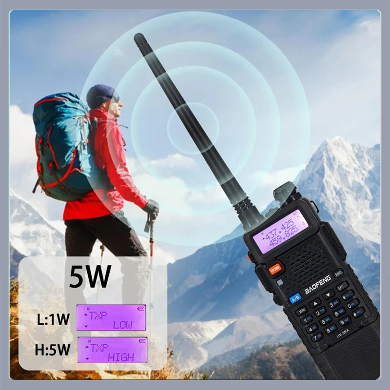 Baofeng UV-5RX Walkie Talkie M-5R 5W Multi-Band 3800mah Type-C Charging Wireless Copy Frequency AM FM Radio UV5R Upgrade Version 3