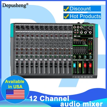 12 Channels Audio Sound Mixer Depusheng MG12 Mixing DJ Console USB with 48V Phantom Power 256 DSP Effects Sound Table for stage 1
