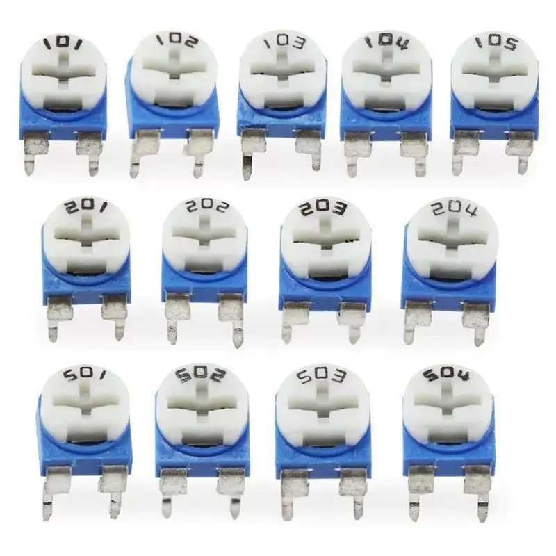 Resistenze Variabili Trimmer RM065 Orizzontali (WH06-2). Potenziometri Da 100 Ohm A 1M Ohm. Lotto Assortito.