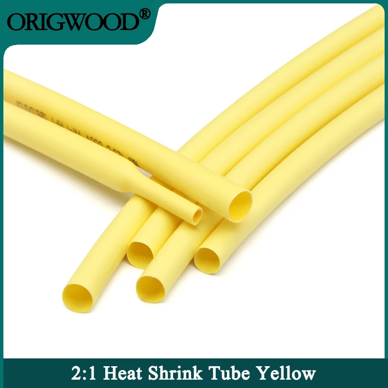

1/5/10/25/50M 2:1 Heat Shrink Heatshrink Tube Yellow Diameter 1mm ~ 50mm Wire Repair DIY Cable Protecctor Tubing Sleeving Wrap