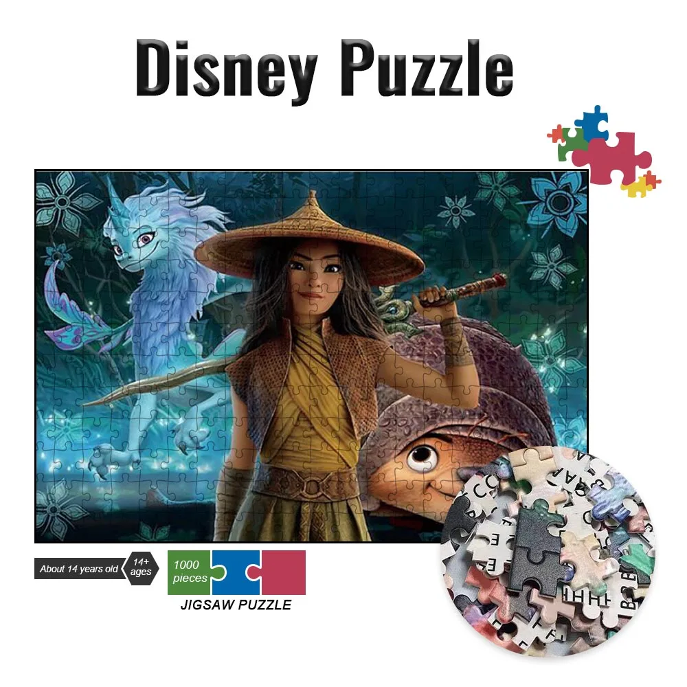 

300/500/1000 Pieces Raya and The Last Dragon Jigsaw Puzzles Disney Cartoon Board Games Toys Hobbies Educational Toys for Adults