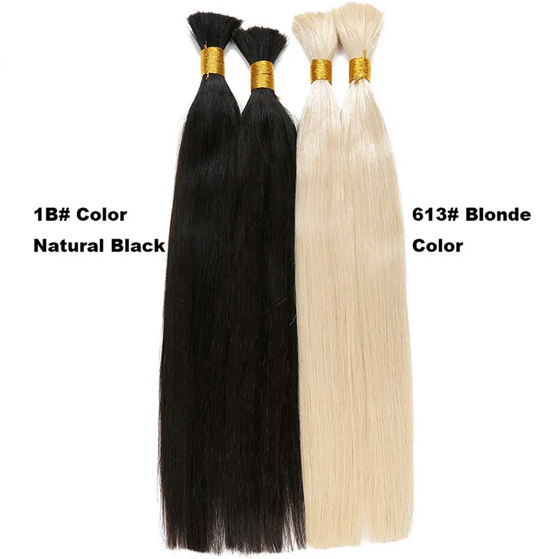 30inch Real Human Hair Extensions Blonde Hair Bulk Straight Natural Weaving No Weft Remy Human Braiding For Women