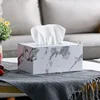 Nordic Marbling Leather Tissue Boxs Living Room Bedroom Desktop Tissue Holder Bathroom Draw Paper Storage Box Home Decoration 3