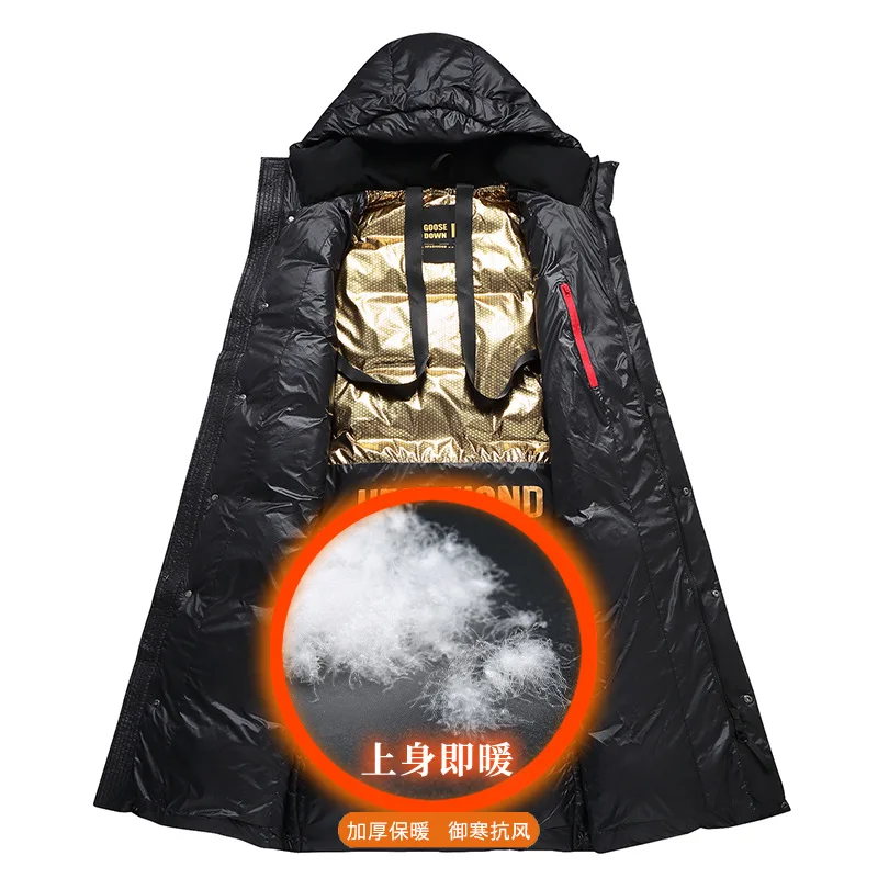 ZOZOWANG Winter Men's Hooded Warm Long Parkas White Duck Down Jacket Coat Men Outwear Casual Vintage Outfits Warm Clothes