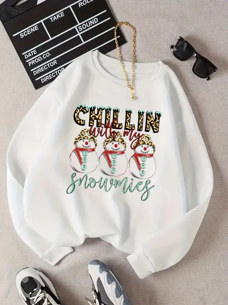 

Snowman Letter Trend 90s Christmas Ladies Fleece Pullovers Clothing Women Female O-neck New Year Casual Graphic Sweatshirts