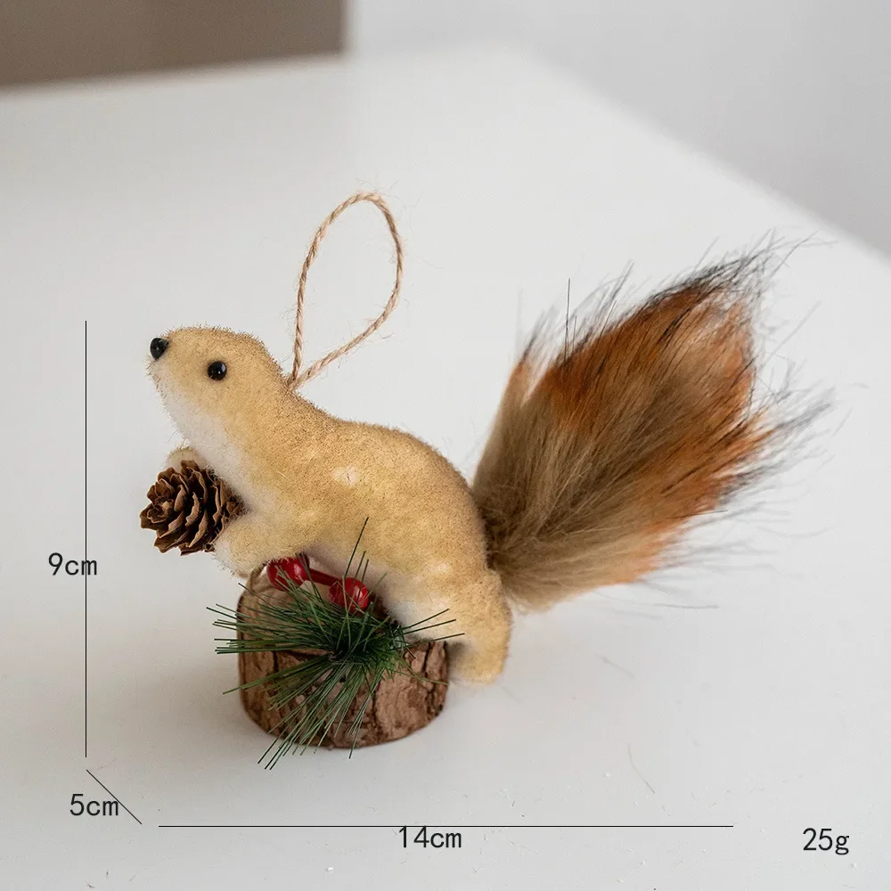 Cute Artificial Squirrel Pendant Christmas Tree Hangings Ornaments Simulated Squirrel Craft Xmas Garden Doll Pendant Decorations 6