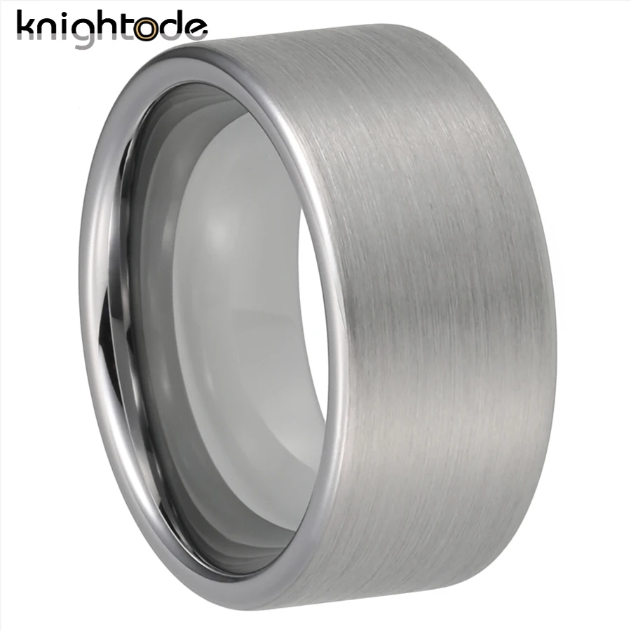 

10mm Simple Thumb Rings Tungsten Carbide Fashion Jewelry For Men Cut Flat Brushed Surface Comfort Fit