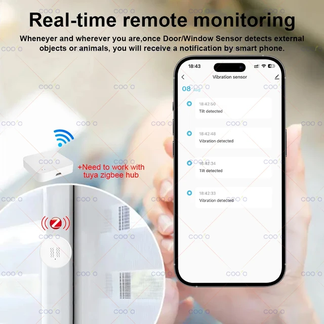 Zigbee Vibration Sensor With Tilt XYZ Axis Detection Real-Time Motion Shock Alarm Home Security Protection Support Zigbee2mqtt 4