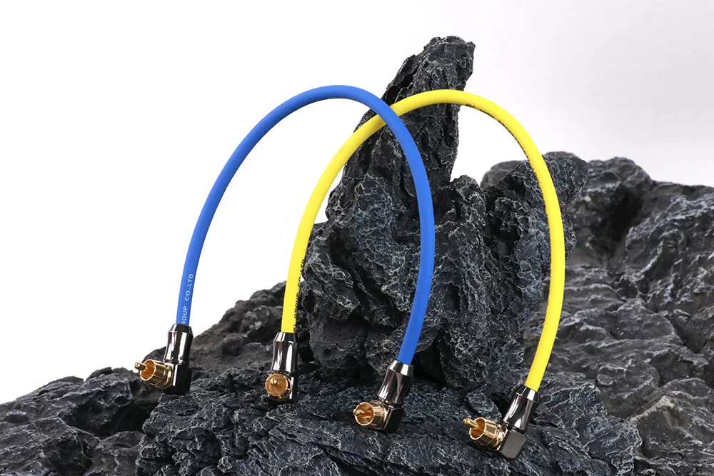 90-Grad-RCA-Stecker auf rechtwinkliges Cinch-Stecker-Stereo-Audio-Verlängerungskabel für Heimkino, HDTV-Verstärker, Hi-Fi-System, Lautsprecher – Detail 4