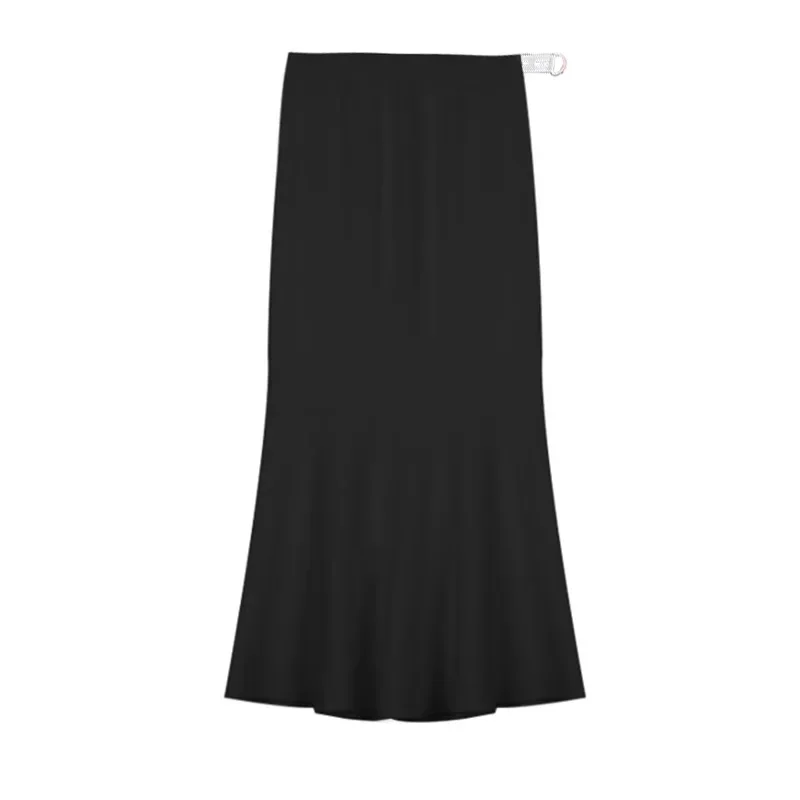 Maternity Mid-Length Black Slimming A- Line Knitted Skirt Fish-Tail One-Step Skirt Autumn Winter plus Size Women's Dress