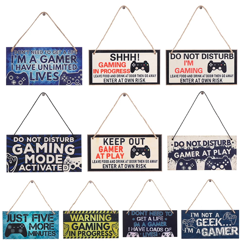 

New Gaming Room Sign Wood Plaque Do Not Disturb Hanging Pendant I'm Gamer Door Wall Decor Novelty Gift for Teens Boyfriend