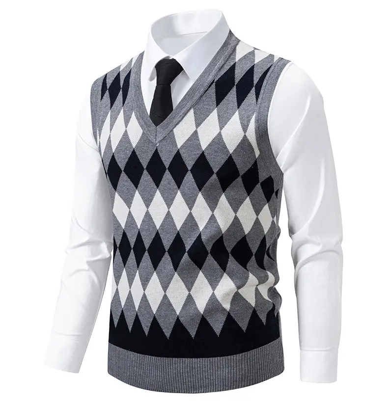 Herren Business Casual Strickweste Ärmellose Pullover-Weste Leichte V-Ausschnitt Anzugweste Business Casual Pullover – Detail 15