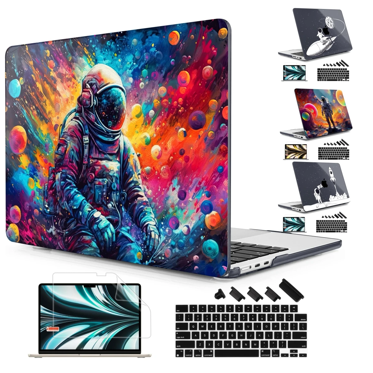 Estojo de Impressão para Pintura de Astronautas para Macbook Air 13 m2 m1 A2337 A2681 15 A2941 2023 Pro 13 14 16 m3 A2992 A2991 A2818 A2338 m2