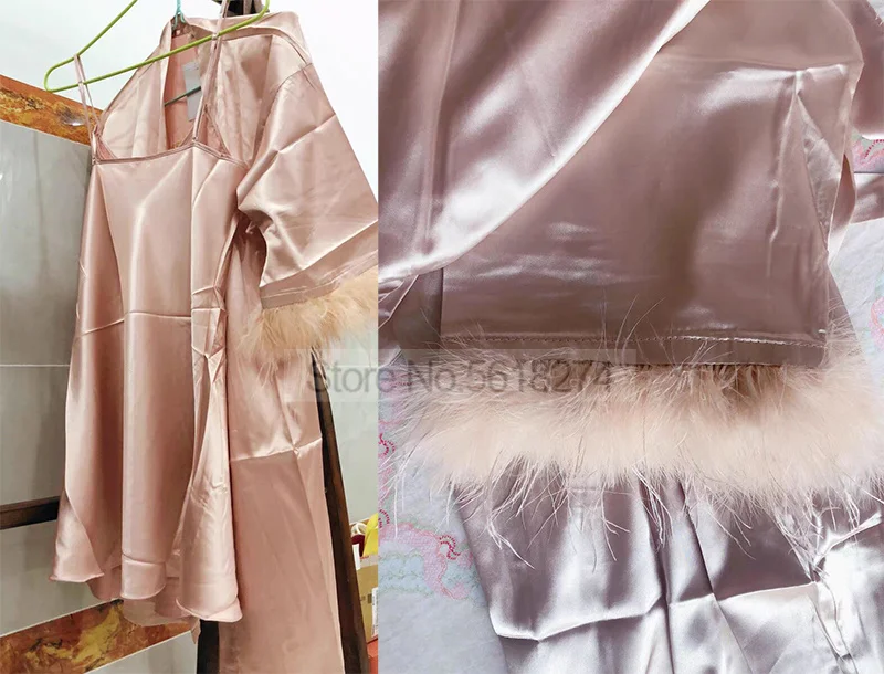 Women FEATHER Bride Bridesmaid Wedding Robe Satin Kimono Bathrobe Gown Nightwear Embroidery Letter Nightgown V-Neck Lingerie