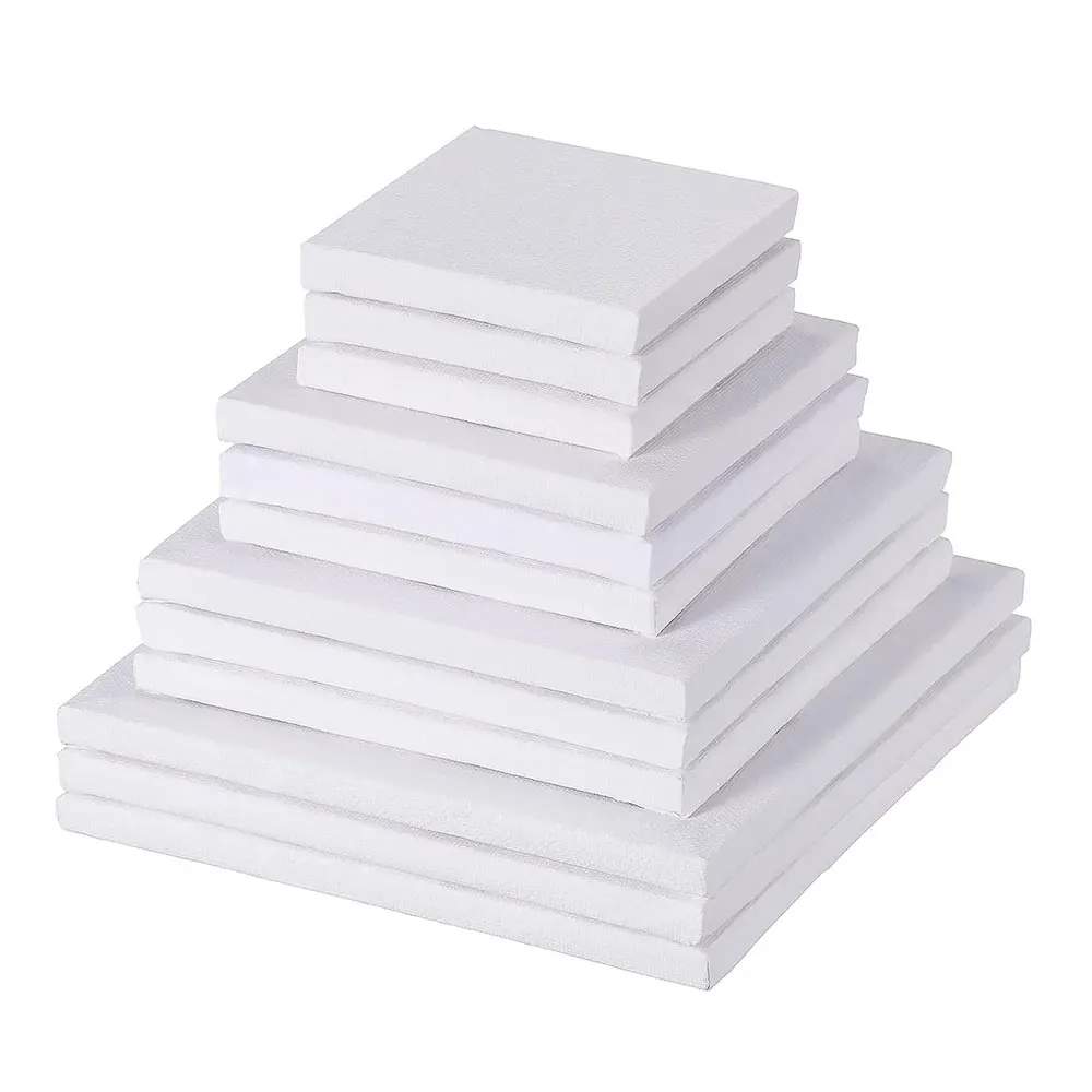 5Packs Stretched Canvases for Painting Primed White 100% Cotton Artist Blank Canvas Boards for Painting 8 oz Gesso-Primed