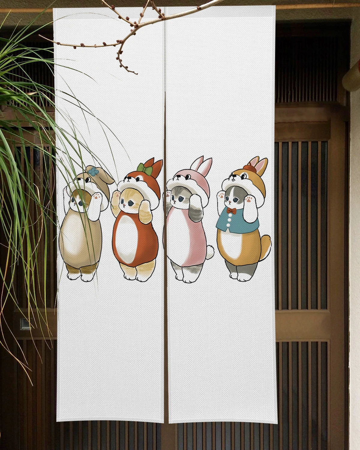 Cute Funny Cat Door Curtain Noren Room Kitchen Shoe Cabinet Partition Blocking Curtain Bedroom Entrance Decorative Half Curtains 4