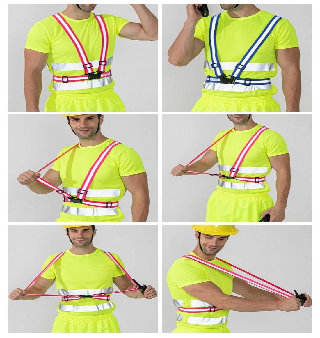 Reflective Safety Jacket Reflective Safety Vest Reflective Straps Adjustable Safety Vest Highlight Reflective Straps Safety Jacket Night Work Running Riding Clothing Elastic Band