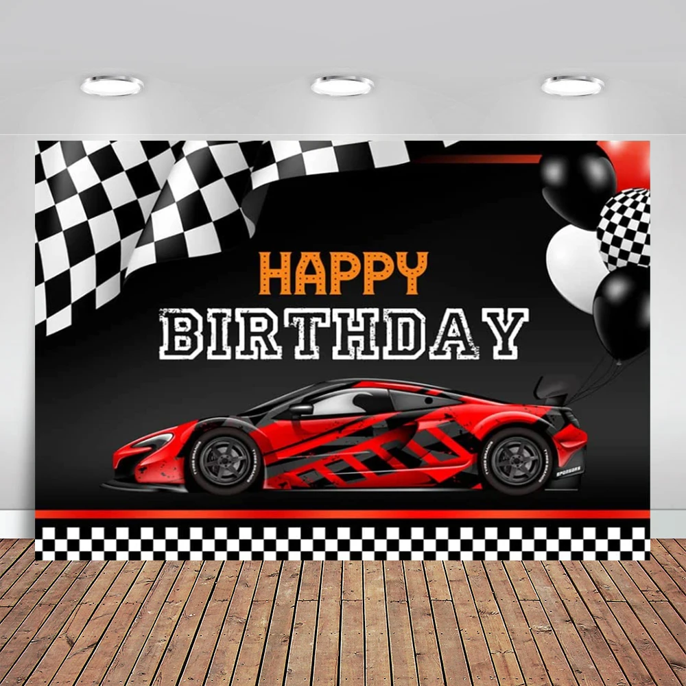 VANGNING Rennwagen-Geburtstags-Banner – Schwarz-weiß, Für 1. Geburtstag, Hochstuhl-Deko