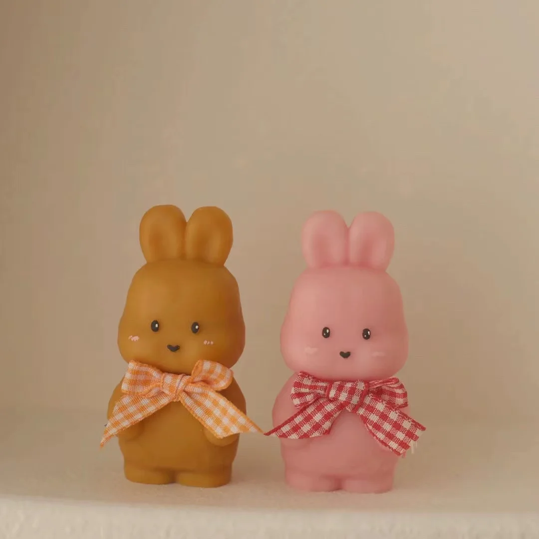 ins 3D Rabbit Bunny Scented Candle Mold For Candle Making DIY Animal Bunny Silicone soap Mold Easter Home Decor