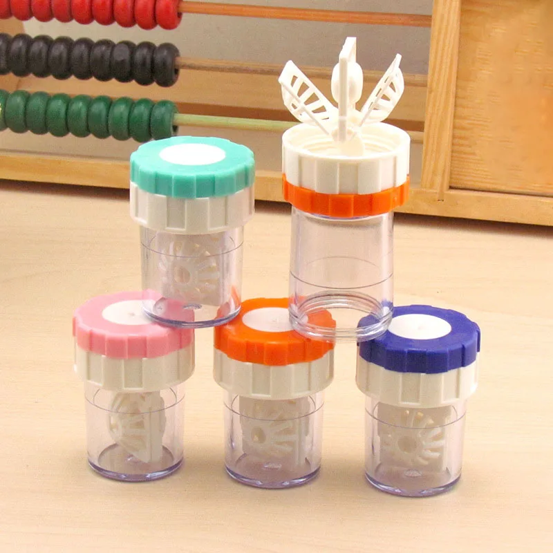 Portable Travel Eyewear Storage Holder Contact Lens Cleaner Case Manually Rotatable Glasses Lenses Container Clean Box 1PCS