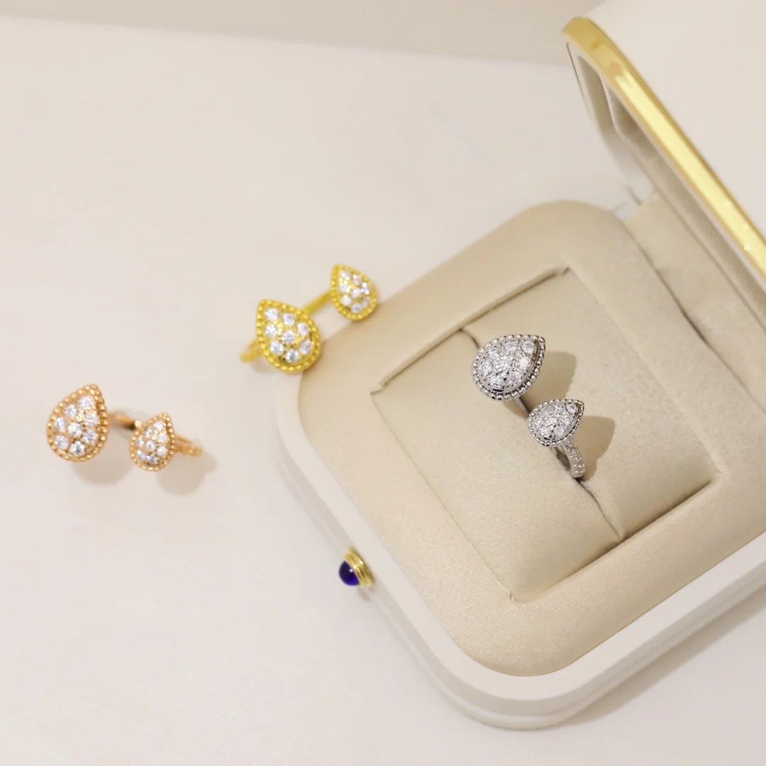 

Hot selling 925 sterling silver diamond droplet shaped open ring, classic fashion brand banquet luxury jewelry