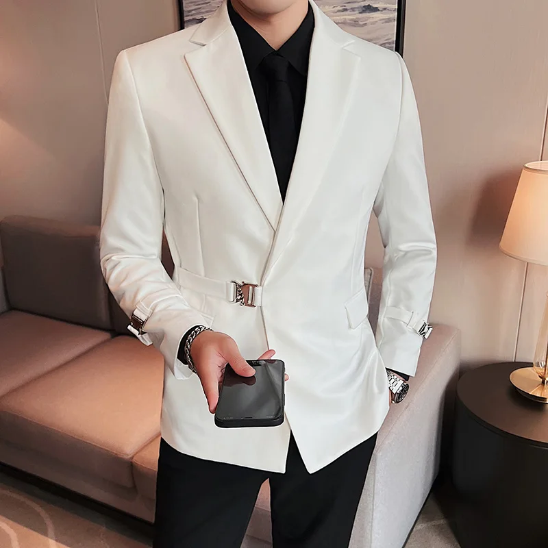 

2022 Fashion Spring Men Blazer Long Sleeve Solid Color Slim Fit Man Casual Thin Suit Jacket Office Blazers Plus Size S-3XL