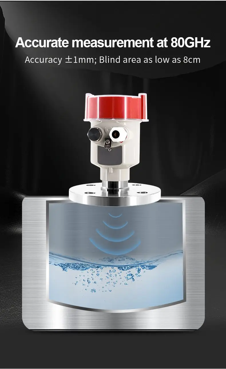 Non-Contact 4-20 mA Fuel Water Radar Level Meter 80GHz Radar Level Transmitter S