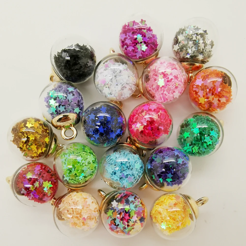 Enhanced Mini Glass Bottles with Star Pendants for Jewelry Making, Set of 10