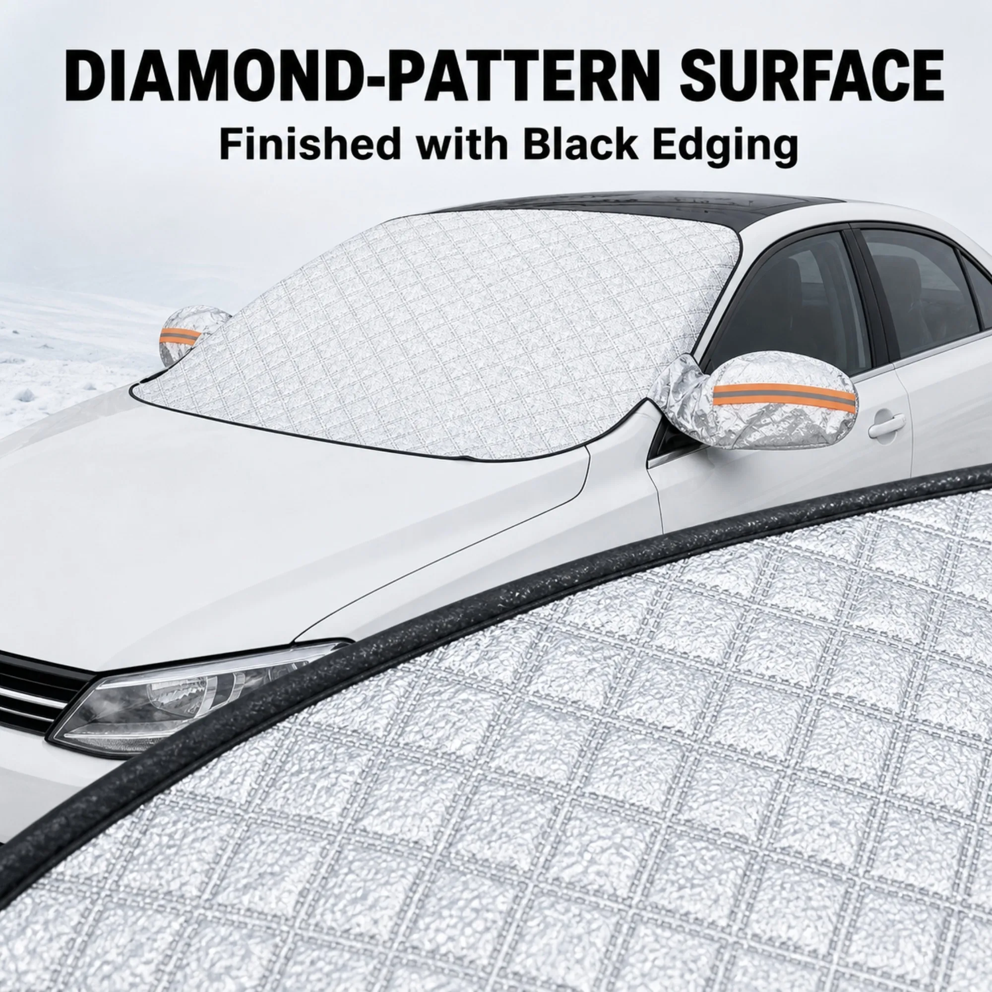Car Windshield Cover for Snow and Ice with Side Mirror Covers, Silver Winter Frost Protector, 57.09 X 43.31 Inches, Front Windshield Coverage for Outdoor Parking at Home, at Work or in Driveways