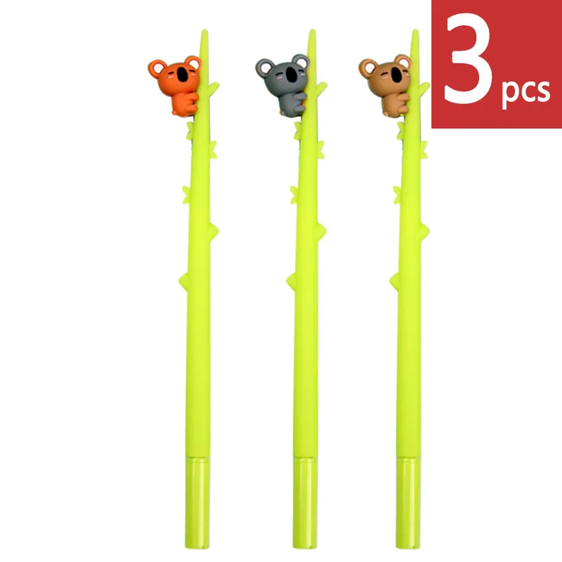 

3pcs Cartoon 3D Koala Bear Pen Refillable Kawaii Smooth Writing Gel Pen for Giveaways